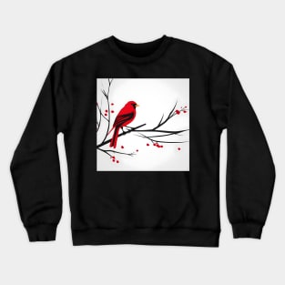 Red Bird On Branch Crewneck Sweatshirt